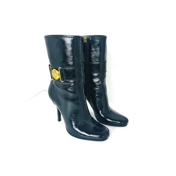 Gucci Hysteria Patent Leather Ankle Boots Size 37.5c Black High-Gloss Booties - Picture 11 of 11